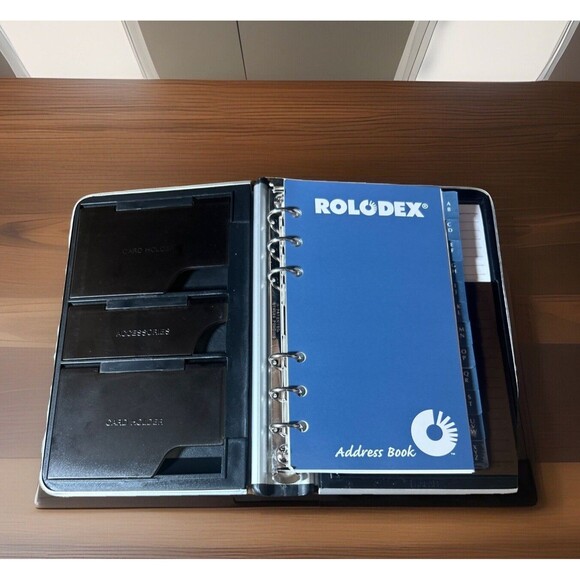 Rolodex Office Covered Business Card File Holder Sleeves Pen Newell Office 2000 - Picture 1 of 13